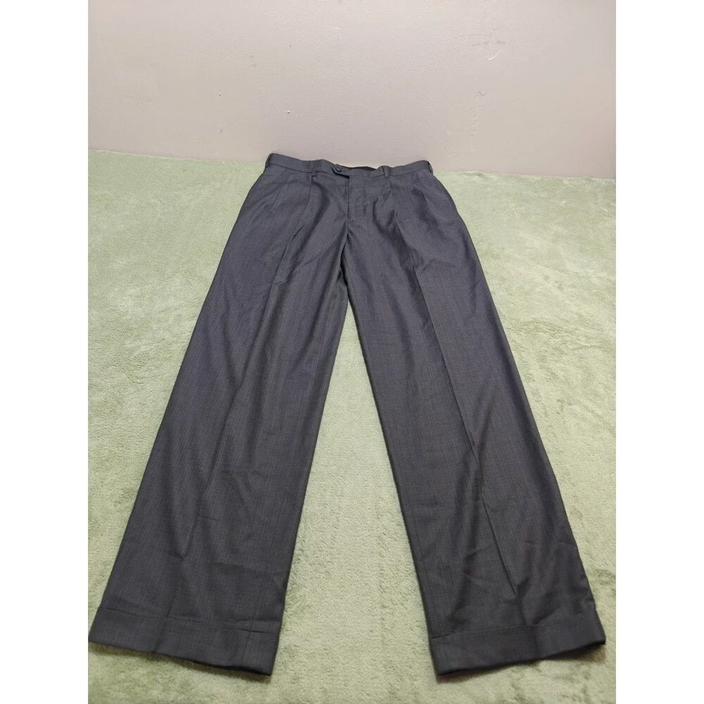 Perry Ellis Mens 36x34 Charcoal Gray Neo Luxe Pleated Cuffed Dress Slacks NWT
